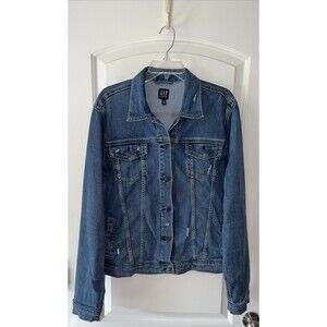 Gap Denim Womens XLT Oversized Icon Jean Jacket Blue Denim Button Front Trucker